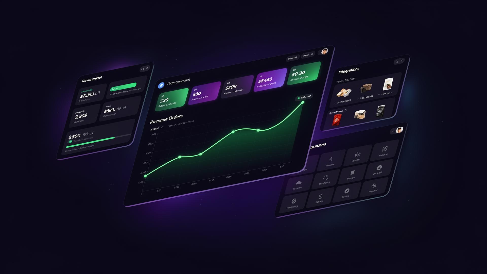 Mockup de dashboard, analytics e e-commerce desenvolvidos pela CGI Labs